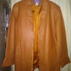 Suzanne Somers Brown Leather Coat